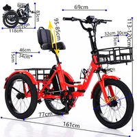 Vélo électrique Cargo 3 roues pliant homme adulte hors route montagne avec 2 paniers/siège réglable 350W gros pneu Tricycle électrique 2