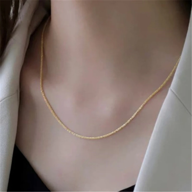 

Fashion Gold Colour Sparkling Clavicle Chain Choker Necklace Collar For Women Fine Jewelry Wedding Party Birthday Gift 2022 New