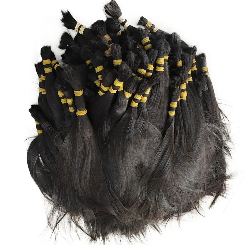 Wholesale Human Hair For Braiding Straight Indian Hair Vendor Virgin Bundles No weft Natural Hair Bulk 100% Human Hair Extension 4
