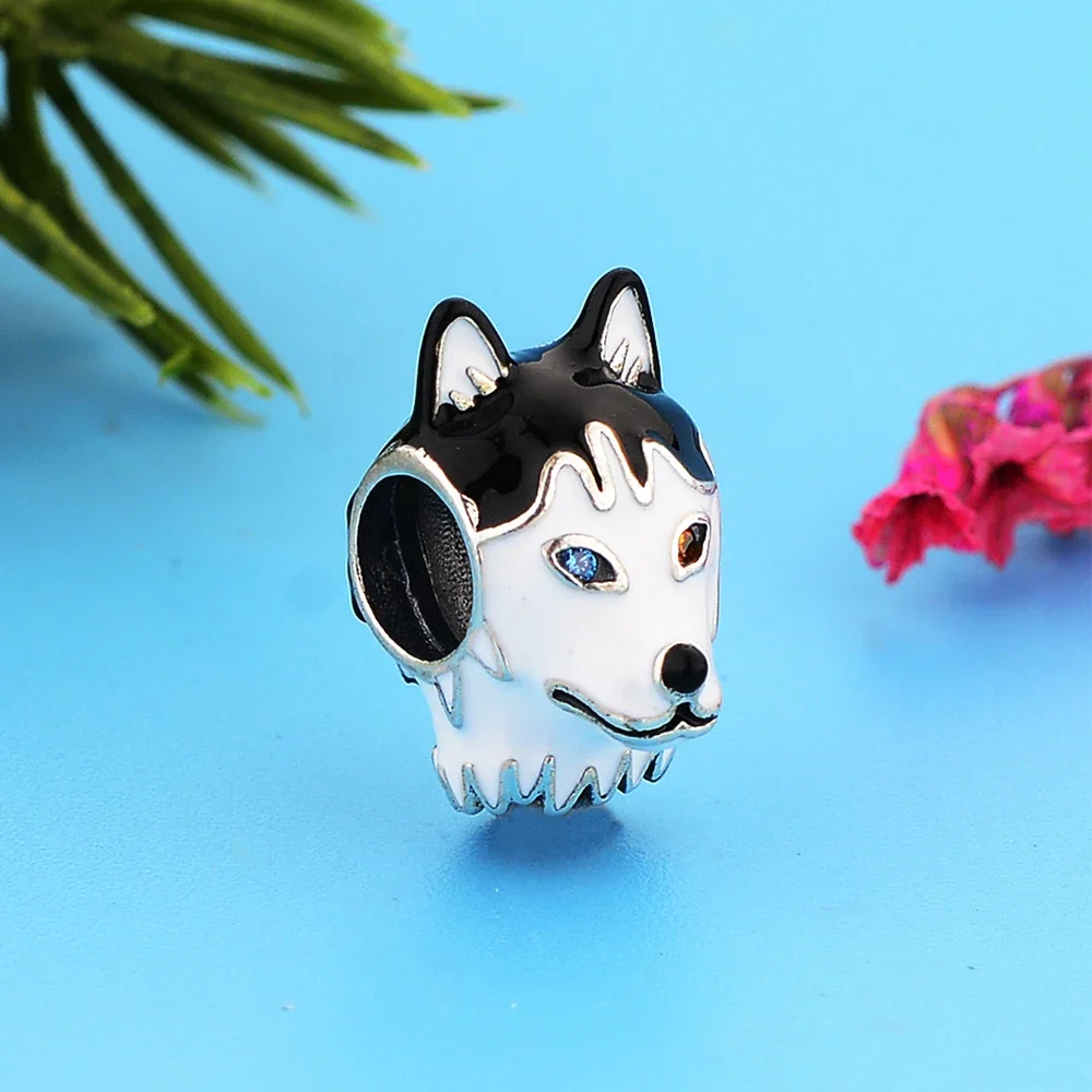Fc Jewelry Fit Original Pan Charms Bracciale 925 Sterling Silver Zirconia Eye Eterocromia Husky Dog Bead Per Fare Berloque
