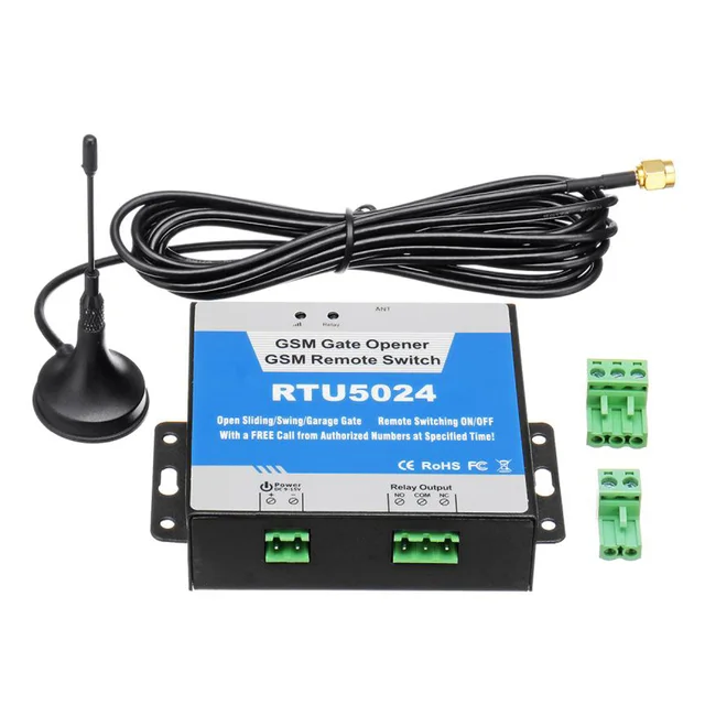 Quad-Band RTU5024 GSM Gate Relay Switch Remote Control Door Opener 3A/240VAC Output Antenna Multiple applications Door Opener 5