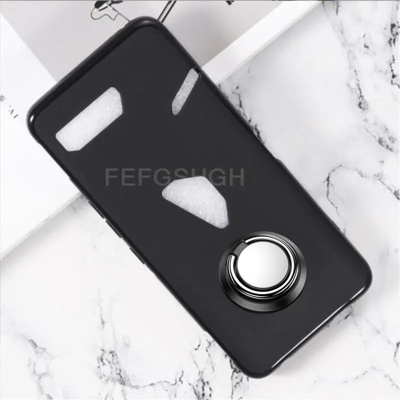 Per Asus Rog Phone Ii Phone 2 Zs660Kl 6.59 "Plusback Ring Holder Staffa Tpu Soft Silicone Phone Protect Case Anti Caduta Shell