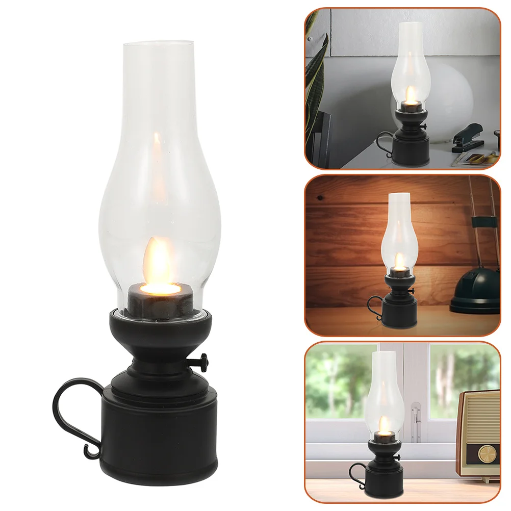 Night Light Lamp Retro Decor LED Kerosene Carry Shaking Rural Vintage