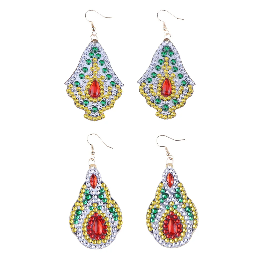 1pair Teardrop Earrings DIY 5D Diamond Painting Double-sided Mosaic Kit Ear Dangles Fashion Women Girl Jewelry Gift Decor 