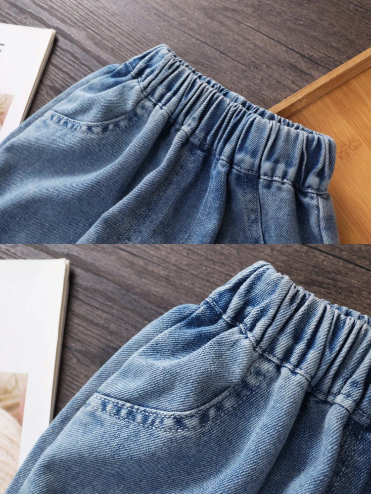Boys Denim Pants Elastic Waist Trousers Fashion Spring Autumn Teenager Kids Boy Jeans New Sports Casual Clothes 2-12 Years - 5