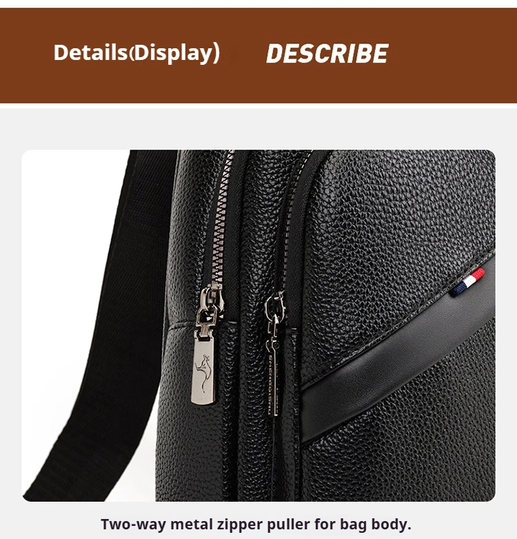 Herren-Umhängetasche aus Vintage-PU-Leder, große Kapazität, Crossbody-Brusttasche mit mehreren Taschen, sicherer Schnallenverschluss, stilvoll, Comm – Detail 11