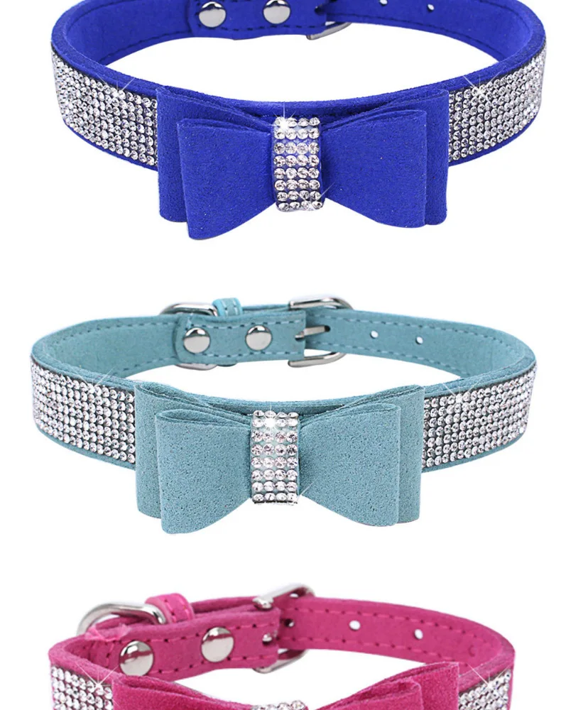Haustierhalsband, glänzendes Strass-Hundehalsband, Schleife, Katzenhalsband, bequemes, verstellbares Halsband, um Verlust zu verhindern – Detail 4