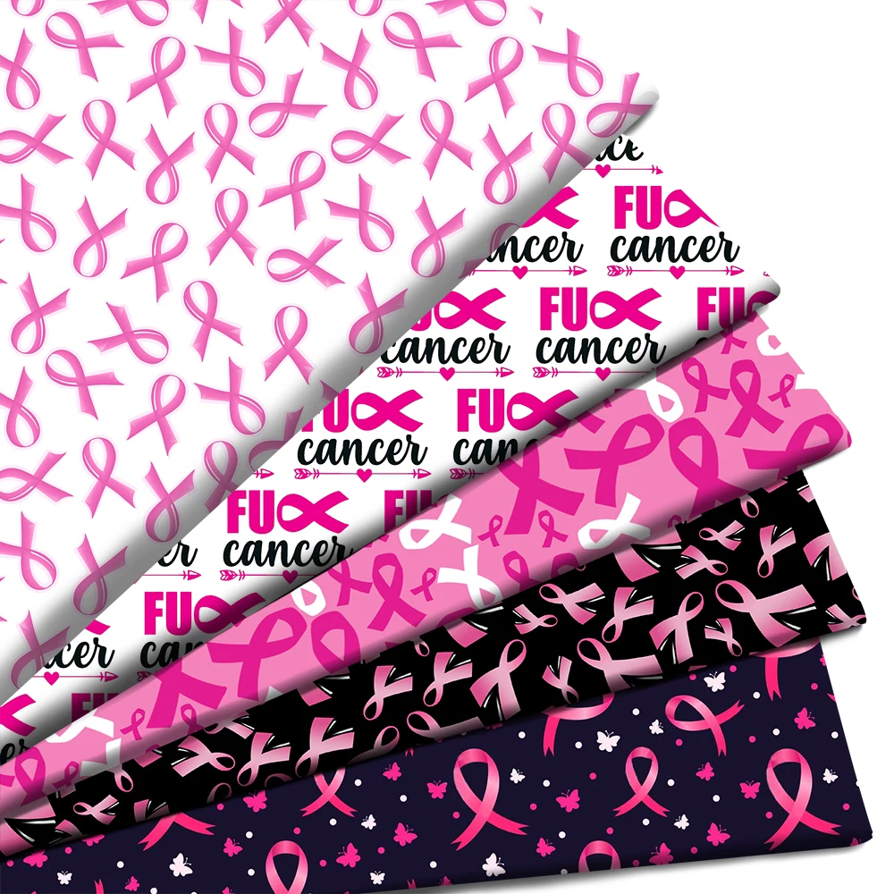 AwarenessBreastCancerPrintedPolyesterPureCottonMaterial