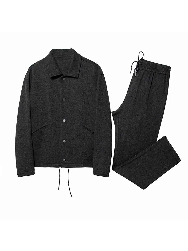 Knit Wool Blend Single Breasted Sportswear Suit For Men High Quality Ropa Hombre Men's Casual Pants Luxury Men's Jacket New Coat 5