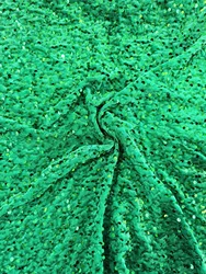 Vibrant Multicolor Sequined Embroidered Velvet Fabric - 1yard (Green)