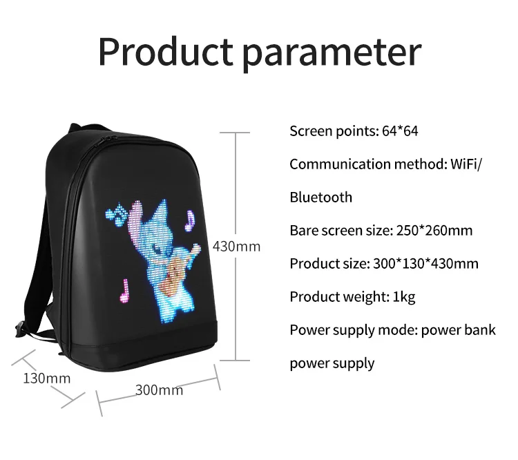 LED Display Screen Backpack Walking Advertising Light Bag Outdoor Backpack  DIY Advertising Backpack LED for Man Women Kid School - AliExpress