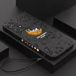 Astronaut Themed Lanyard Phone Case - Durable and Stylish with Secure Grip - Samsung A55 5G (Black - Lanyard)