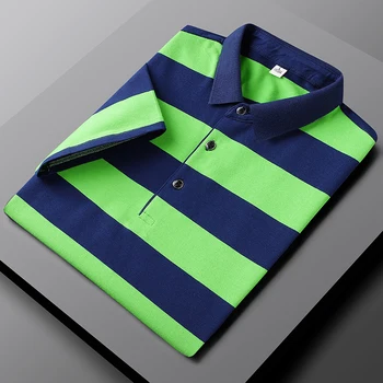 New Summer Men Classic Striped Polo Mens Cotton Short-Sleeved Embroidered Business Casual Hot Polo Shirt Male Dropshipping 17