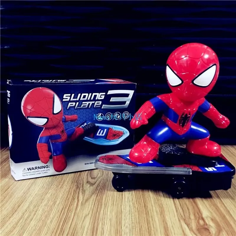 New Spiderman Automatic Flip Rotation Skateboard Acousto-Optic Car Electric Music Toy Stunt Scooters Christmas Gift