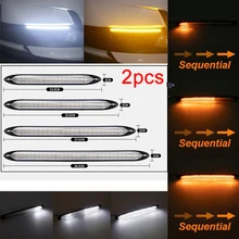  2pcs  White and Yellow Led Daytime Running Light Waterproof Streamer Turn Signal Lamp (Length:15.5/23.5/27.5/34.5 Cm) 