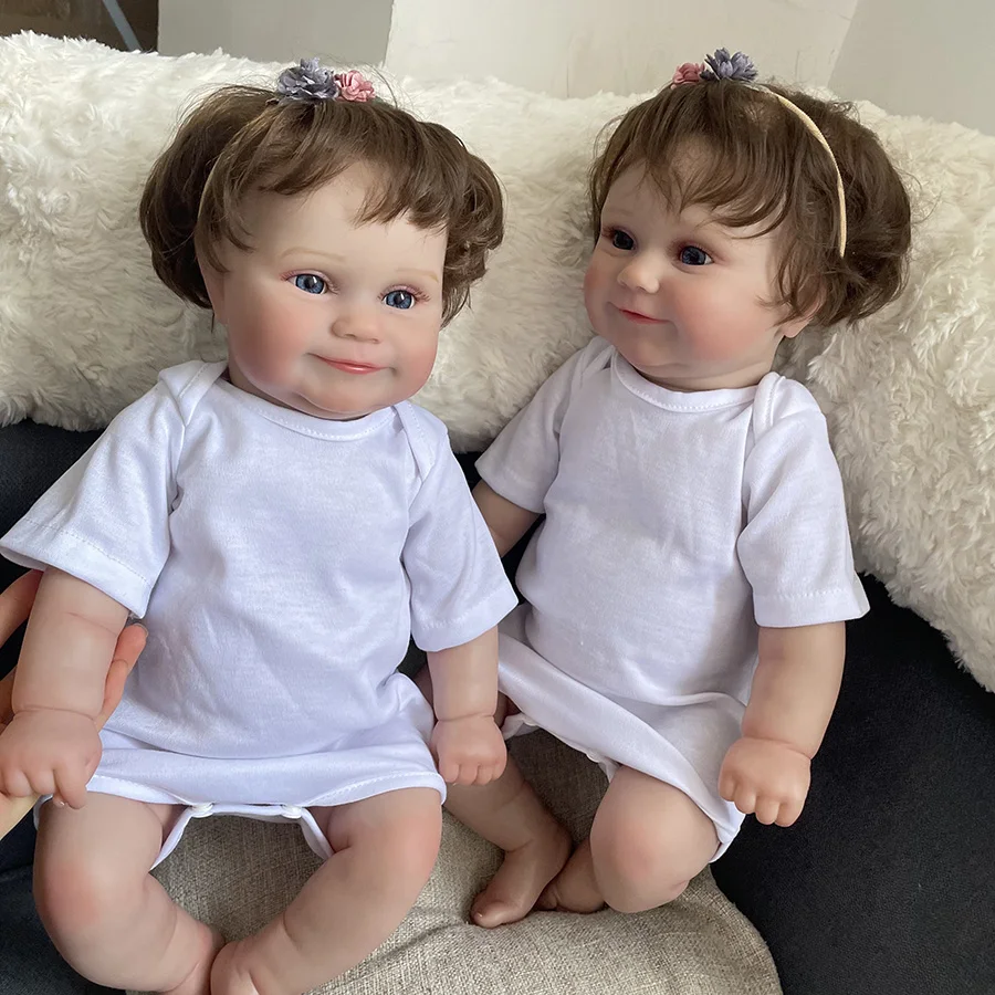 

50CM Reborn Baby Doll Maddie Full Body Silicone Newborn Girl 3D Skin Reborn Doll Super Lifelike with Hand-Rooted Hair As Picture