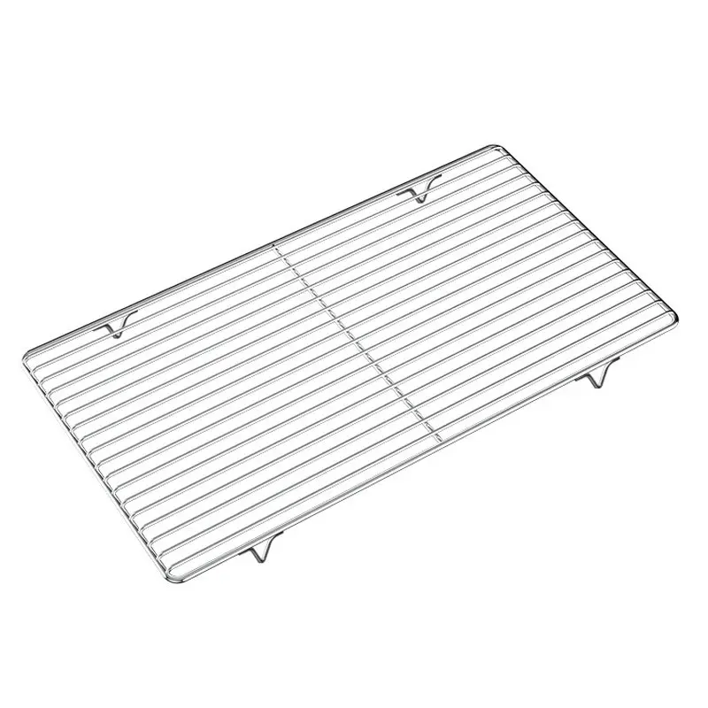 BBQ Net Food Grade 304 Stainless 40-100CM BIG Rectangle BBQ Grate Barbecue Grill Wire Grid Mesh Net With 2CM Feet For Water Oil Draining