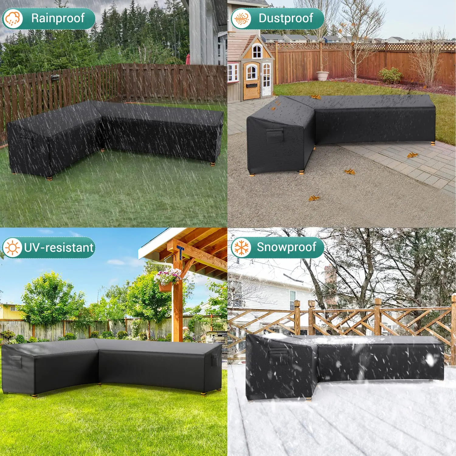 420D Garden Furniture Cover L Shape Corner Heavy Duty Waterproof Sofa Protective Lawn Outdoor Couch Covers