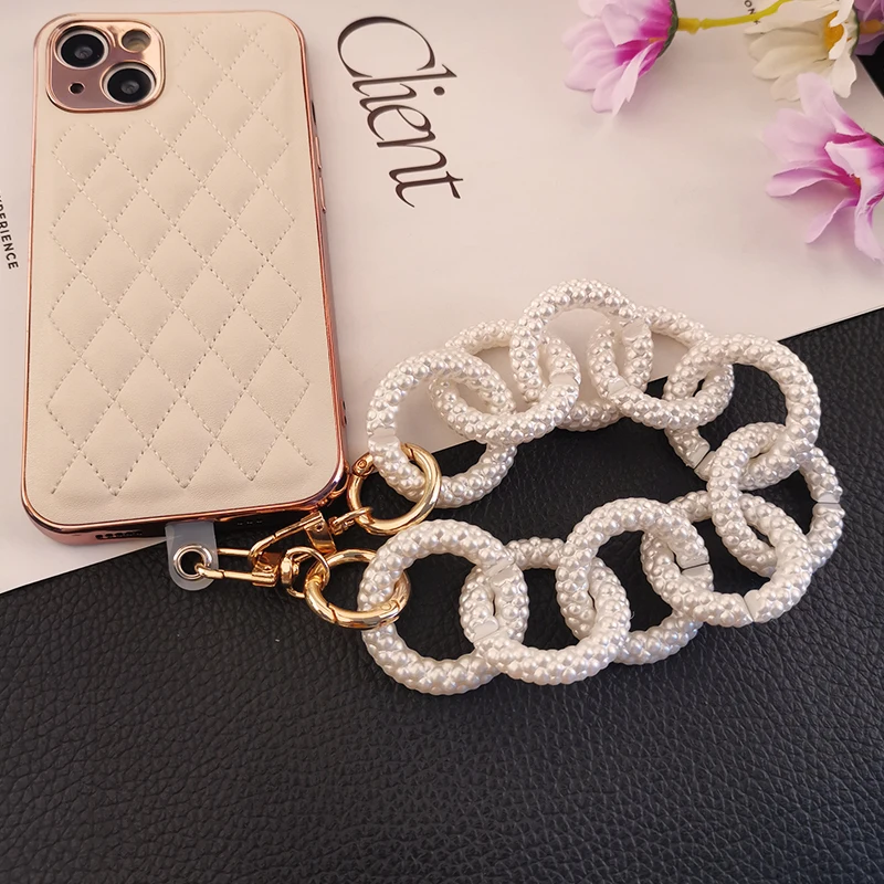 mobile phone shell universal patch anti-lost lanyard womens high-end portable chain ring handmade strap