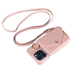 Elegant Leather Phone Case with Long Lanyard and Mirror - Anti - Drop Protection - Galaxy M01 Core (Rose gold)