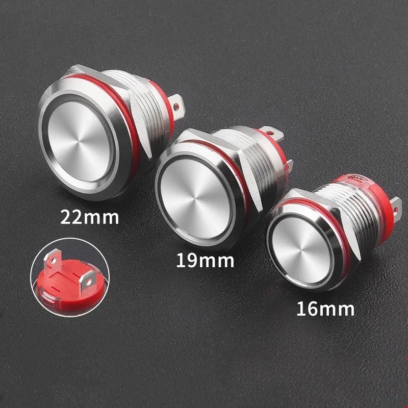 20A High Current Short 16/19/22mm Metal Button Switch No Light Self-locking Reset Start Waterproof Button Power Start Switch
