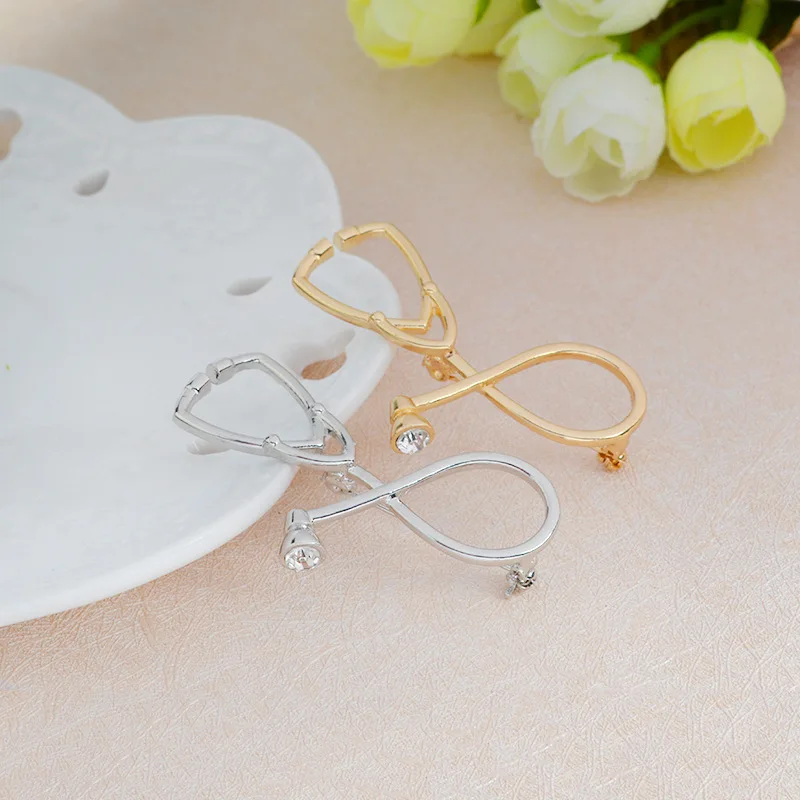 2 Style Brooches Doctor Nurse Stethoscope Brooch Medical Jewelry Enamel Pin Denim Jackets Collar Badge Pins Button