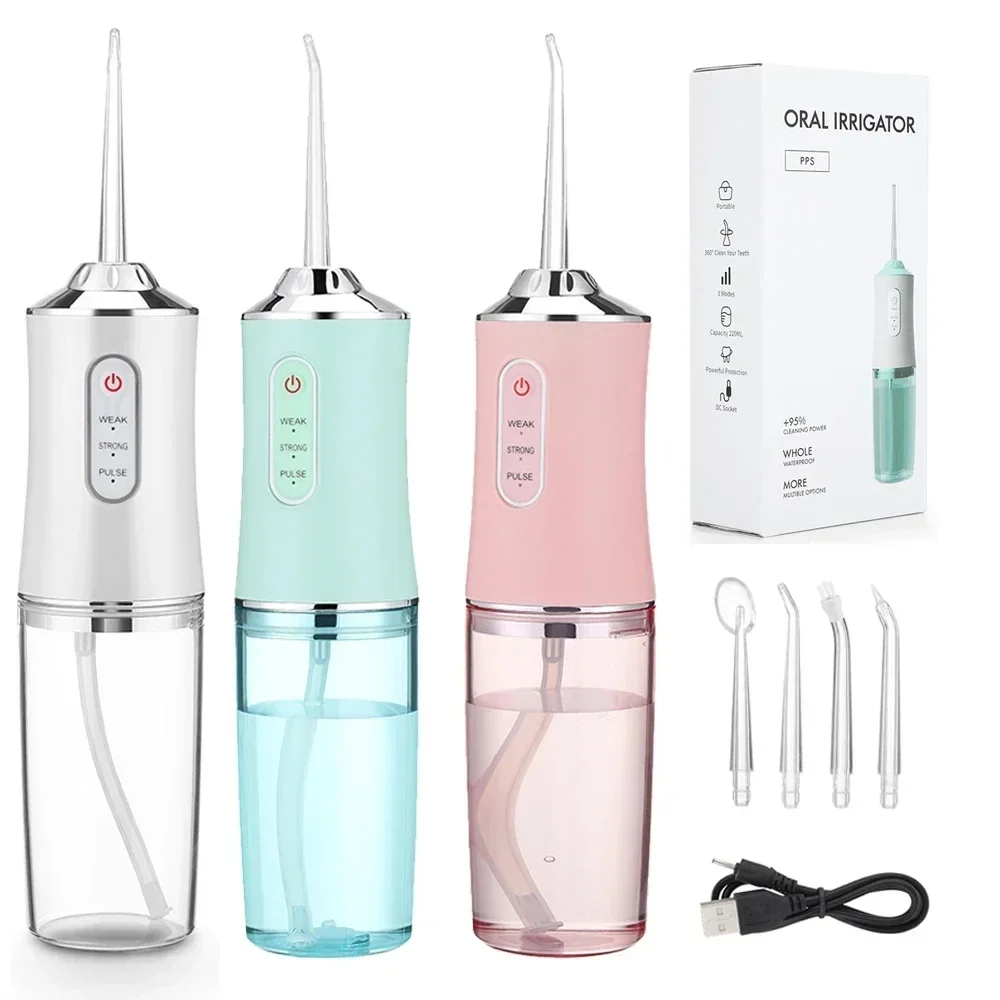 Oral Irrigator 220ML USB Rechargeable Dental Flosser Portable Dental Waterproof Waterproof Irrigator Tooth Cleaner