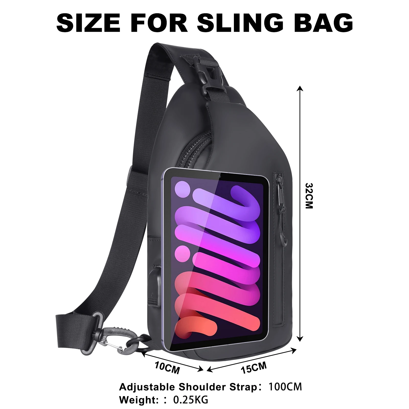 Polarshe Men's Chest Bag Usb Charging Waist Bags Large Capacity Waterproof Lightweight Shoulder Bag Outdoor Chest Pack waist pack sling chest bag