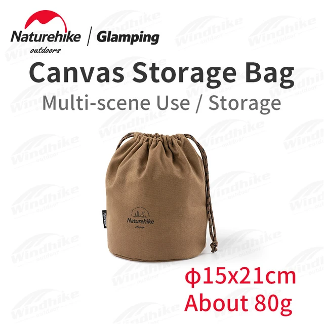 Naturehike Canvas Storage Bag 80g Ultralight Camping Tool Tableware  Sundries Storage Drawstring Pocket 15x21cm High-capacity - Outdoor Tools -  AliExpress