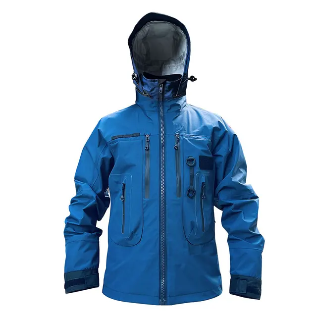 3L Waterproof Breathable Rain Wading Jacket Hooded Outerwear Clothing for Fly Fishing Hunting