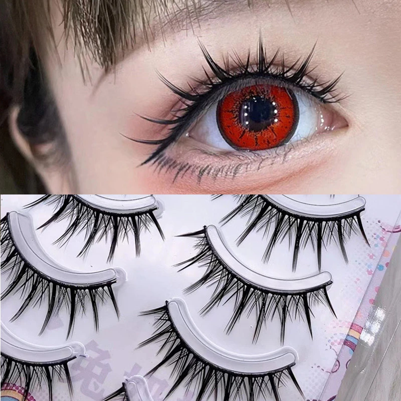 5 Pairs Of Fairy Hair Little Devil False Eyelashes Pointed Tail Hard Stalk Comic Eyelashes Eyelash Makeup Tools Aliexpress