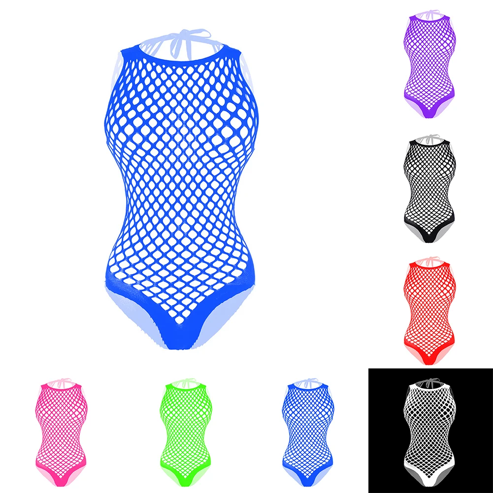 Men Leotard Bodysuit Sexy Breath Fishnet Mesh Transparent Bodysuits Pouch Slimming Underwear Hollow Gay Jockstrap Nightclub