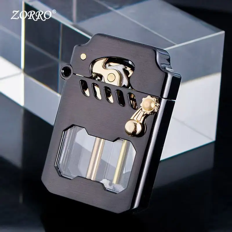 ZORRO Mecha Transparent Fuel Tank Mechanical Ejection Oil Lighter Metal Creative Gift gas lighter kerosene lighter