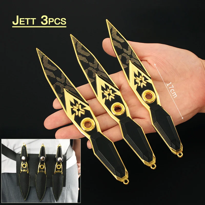 3pcs Valorant Kunai Jett Champions 2023 Kunai GO 17cm Metal Samurai Sword Cosplay Katana Weapon Model Toy Knife Gifts Toys Boys