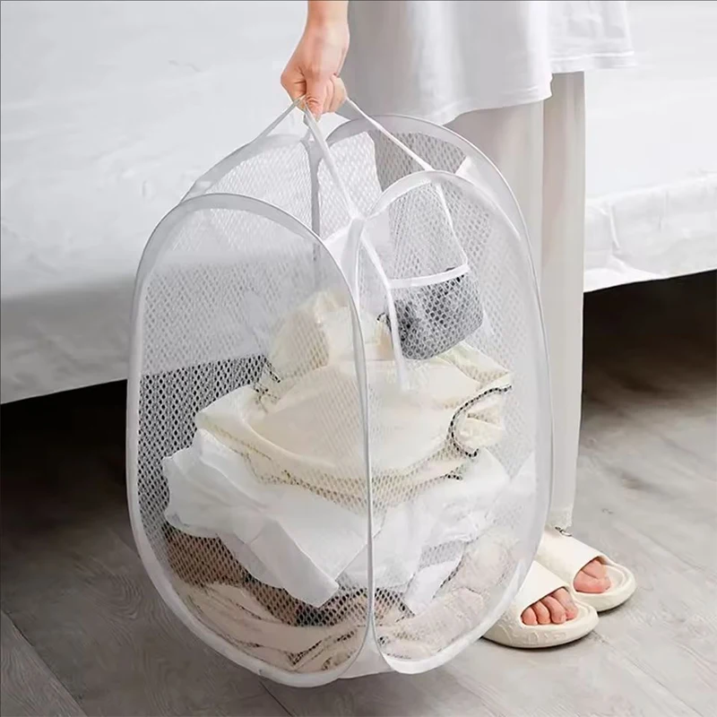 Collapsible Pop-up Mesh Laundry Basket for Easy Washing and Storage