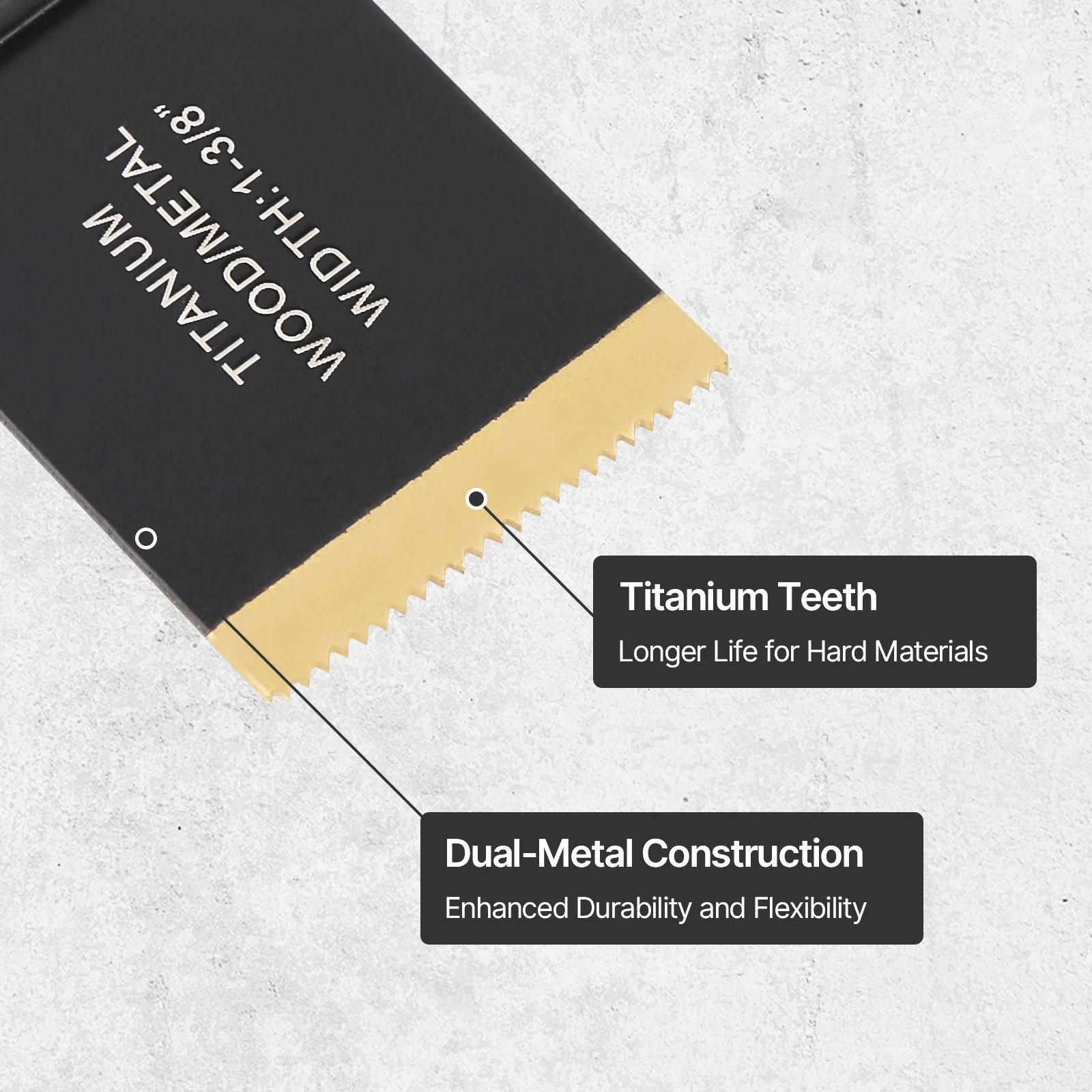 Vearter 2 Stück 34/44 mm universelles oszillierendes Multitool-Sägeblatt mit Titanbeschichtung zum Schneiden von Metall, Nägeln, Holz, Kunststoff, hartem Material – Detail 6