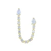 Boucles d'Oreilles Double 2 Piercing pour Femme, Goutte d'Eau, Tendance, Romantique, 5A CZ, Station Link, JoTassel, 1 Pièce
