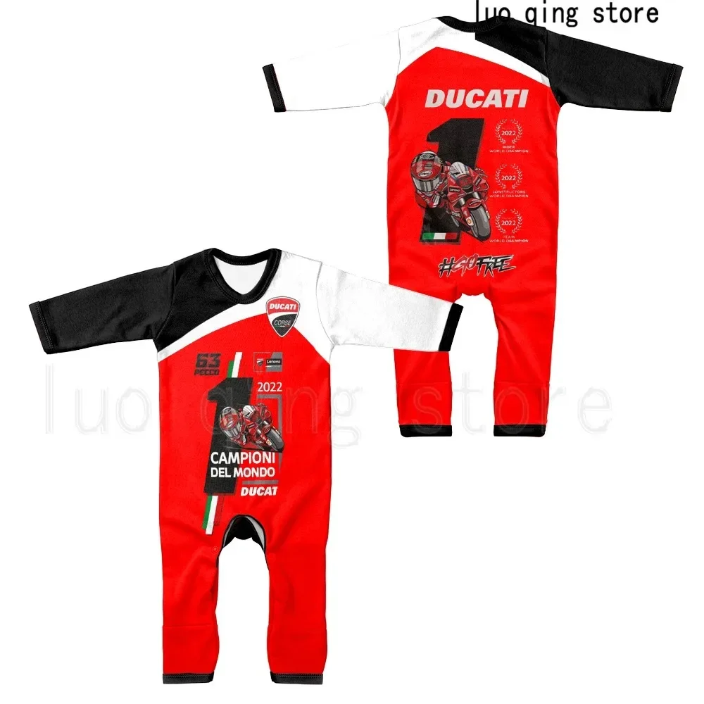 2024 New MOTO GP Francesco Bagnaia Fan Baby Bodysuit Red Team BEBE Outdoor Sports Creeper Cute Baby Cotton Long Sleeve One Piece 3