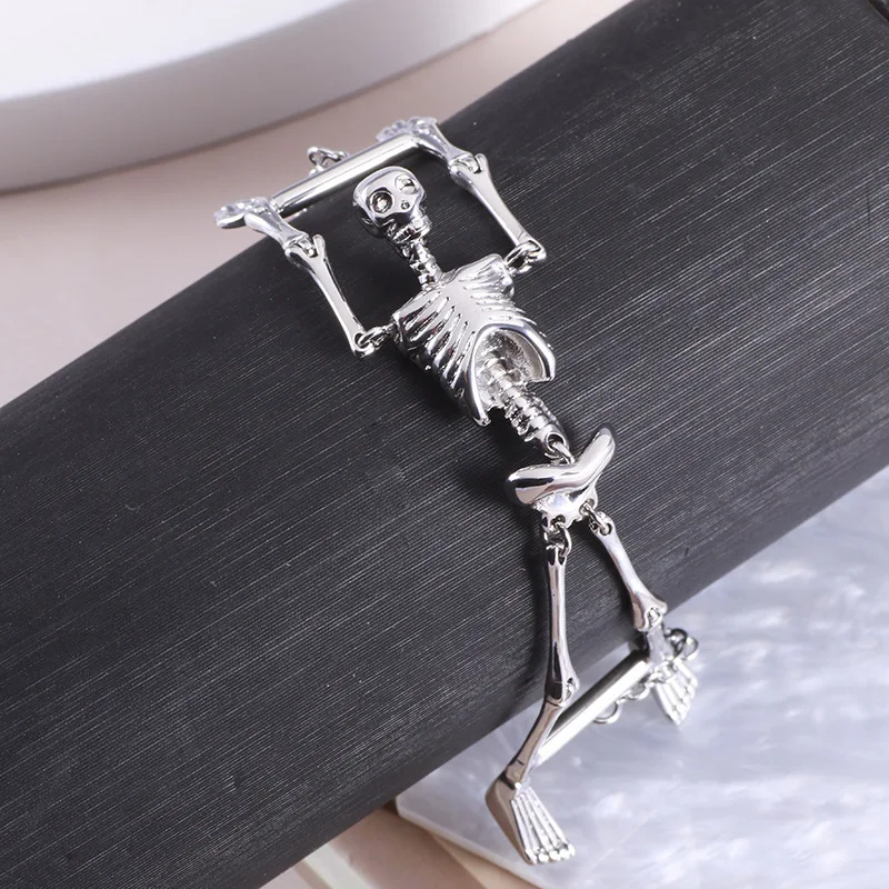 

European and American personality punk fashion skeleton limbs movable Saturn bracelet