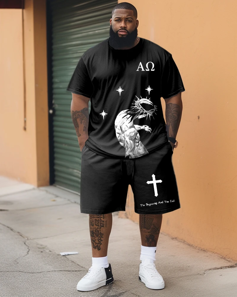 Biggmans Fashion Leisure Big And Tall Vest Blue Skeleton Top Set For Summer  Men's Clothing Short sleeve Man Plus Size 9Xl