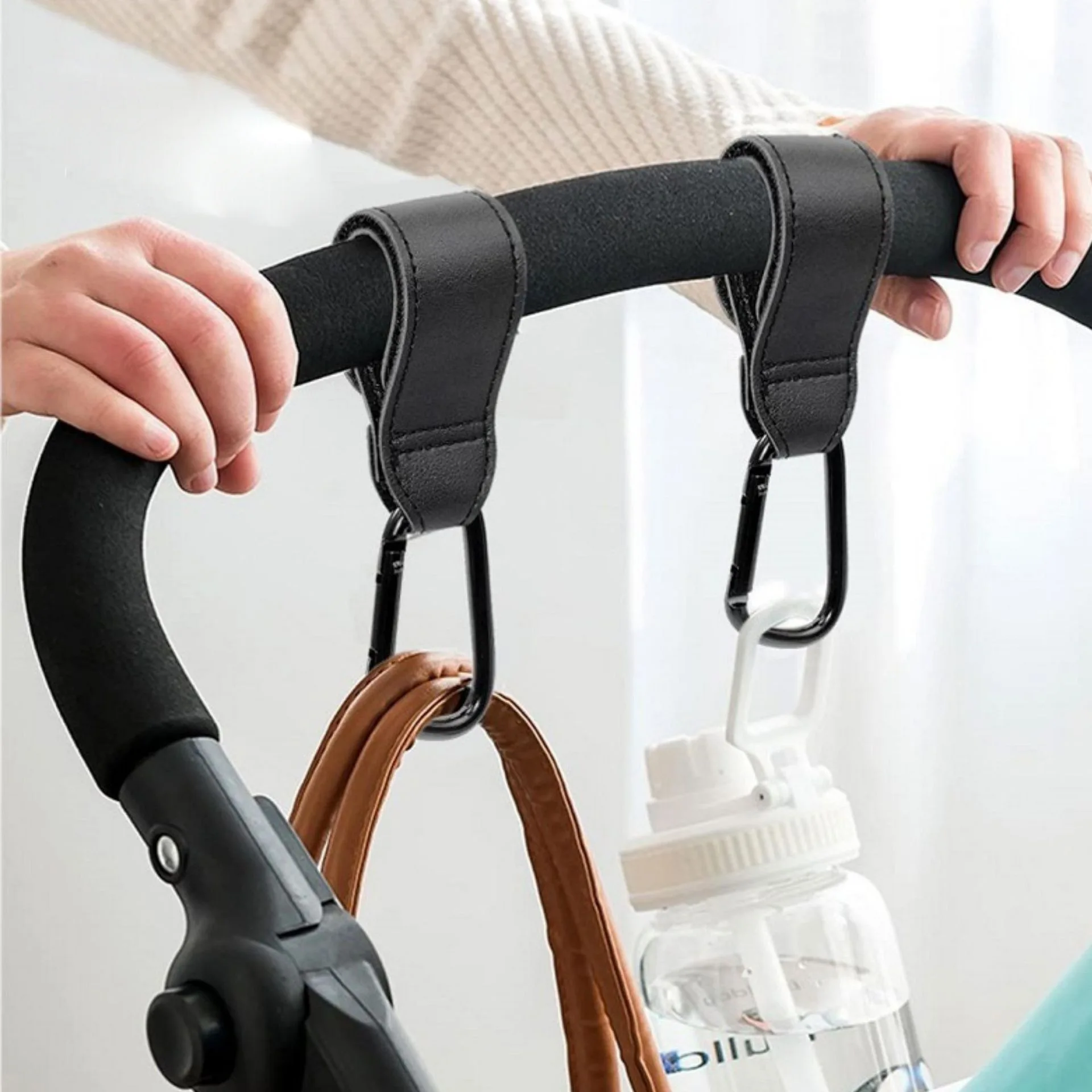 PU Leather Baby Bag Stroller Hook 1/2pcs Pram Adjustable 360 Degree Rotatable Cart Organizer Pram Hook Crochet Stroller Accessor