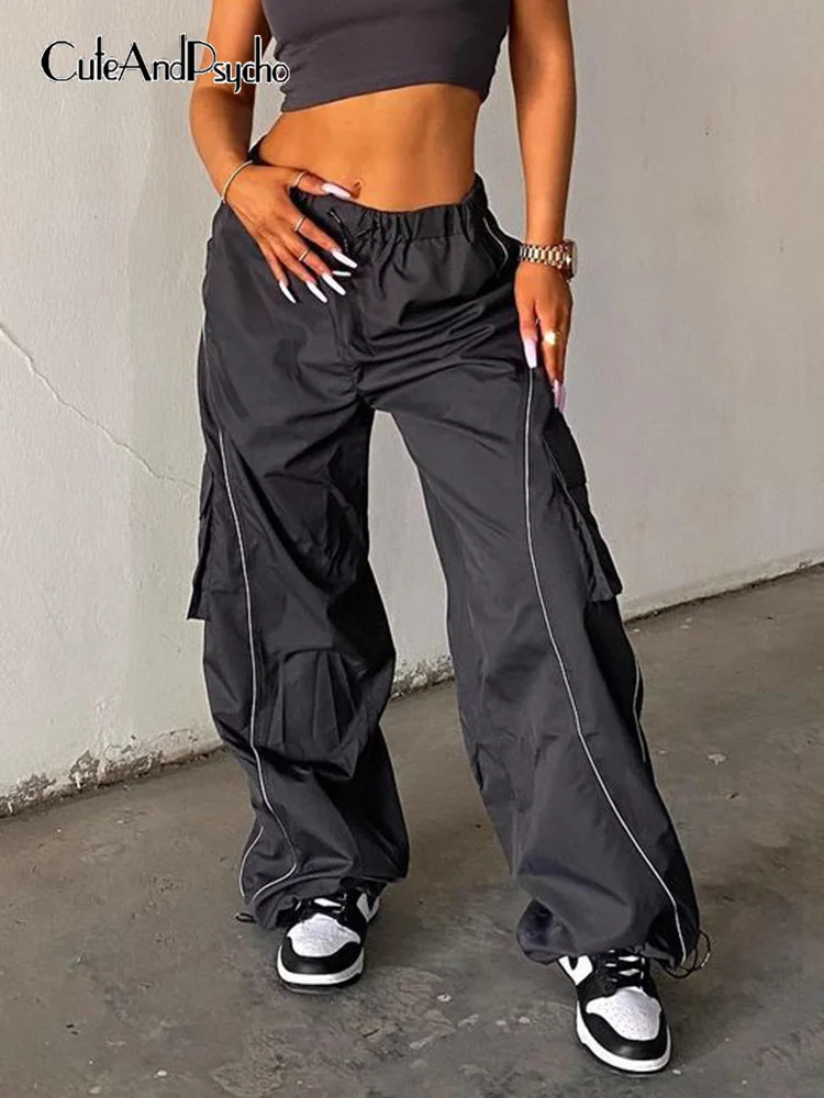 

Cuteandpsycho Streetwear Joggers Elastic Sweatpants Casual Fashion Loose Cargo Trousers Punk Women Baggy Pants Aesthetic 2000s