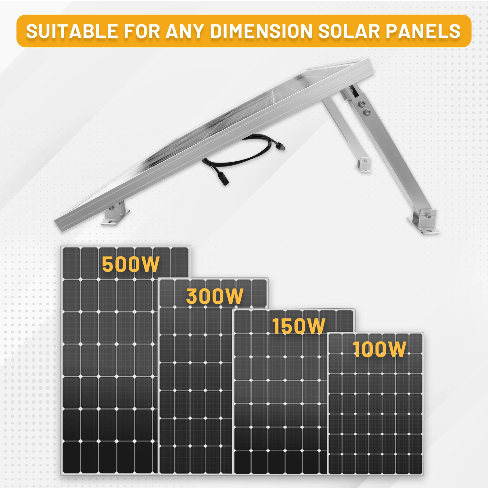 CP-SETUNO 26in Adjustable Solar Panel Tilt Mount Brackets Support up to 100W-500 Watt Solar Panel for Any Flat Surface Roof RV solar panel mounting set