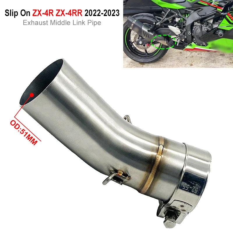 Motocycle Slip On 51mm Exhaust Muffler Escape Tip Middle Mid Link