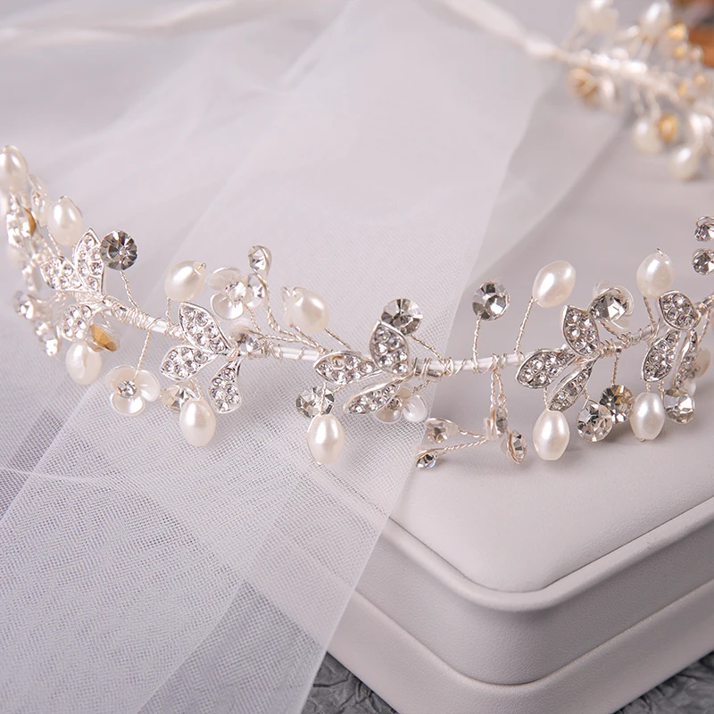 2022 Wedding Hair Accessories Crystal Pearl Hair Belt Wedding Bridal Hair Ornaments Hair Jewelry bride Headdress Headbands