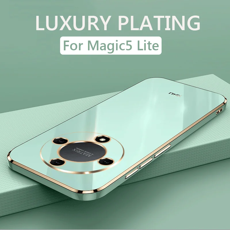Cassa del telefono di placcatura quadrata di lusso per Honor Magic5 Lite Pro Magic5 Magic 5 Pro Lite 5G Cover posteriore in silicone morbido antiurto_voghion.com