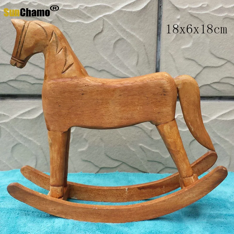 Wooden Rocking Horse DIY Handmade Craft Children Kids Birthday Decoration Childhood Gift Wedding Home Decor