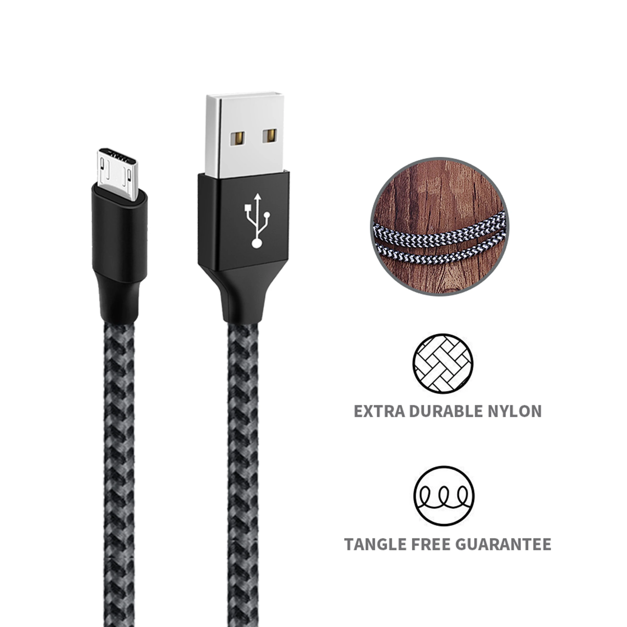 High-Speed Trapezoidal Port Micro USB Charging Cable - 1m