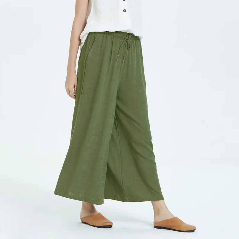 Spring Summer New Fashion Casual All-match Temperament Commute Women's Clothing Loose Simplicity Middle Waist Wide Leg Pants