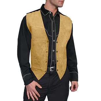 Mens Suede Leather Western Vest 2